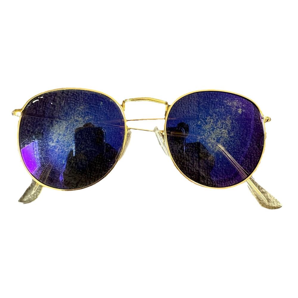 Ray-Ban RB3447 Round Metal Gold Color Sunglasses 53-18-138 Italy *Read*